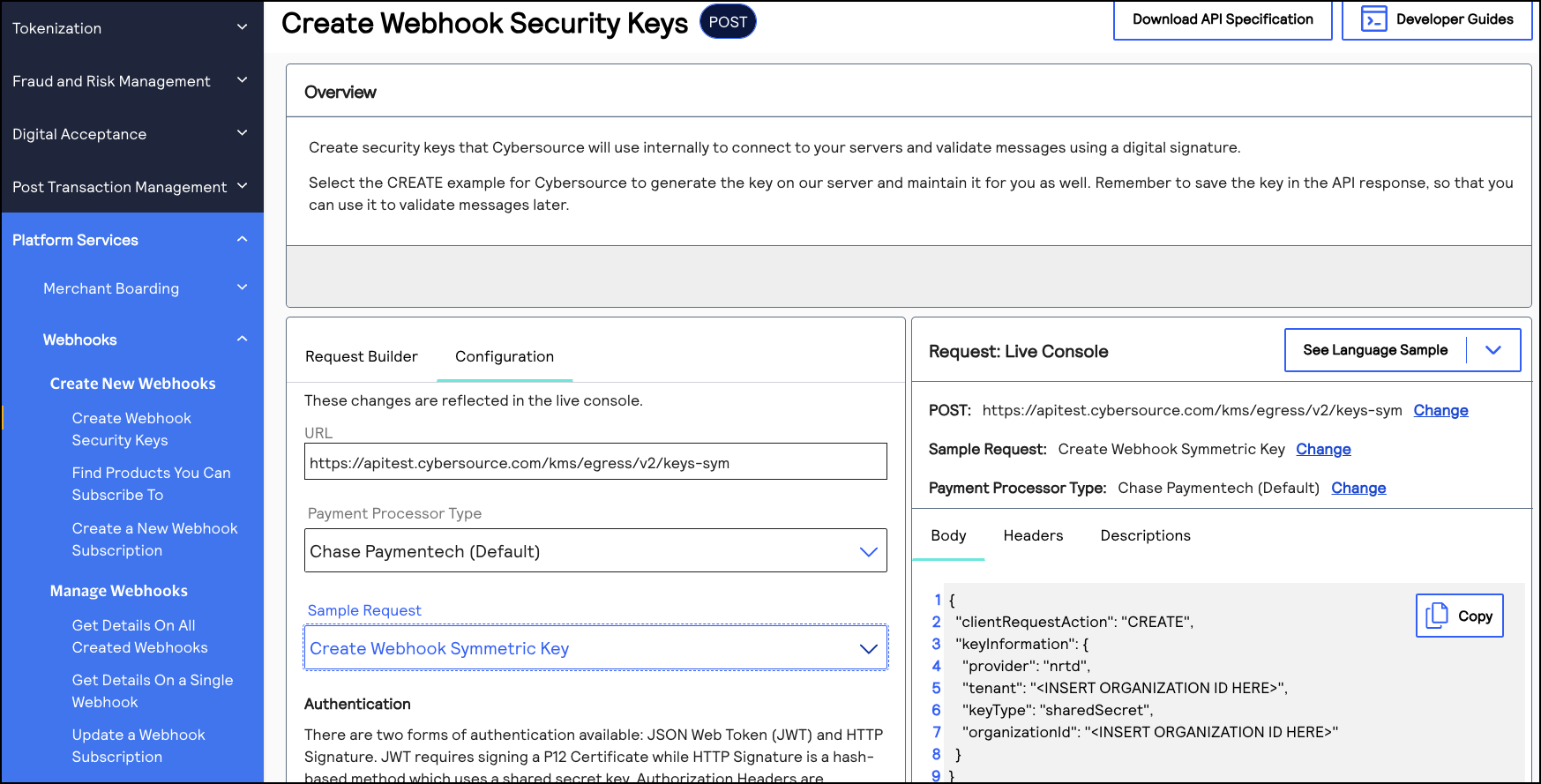 Image and link to the interactive code example for creating a digital signature key.