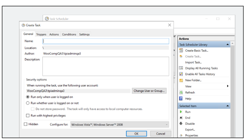 Name field in the General tab